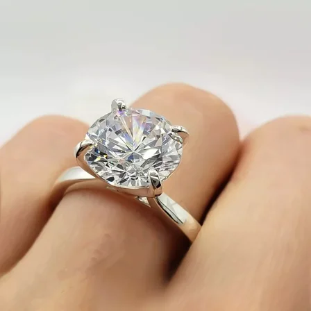 Women's 3CT Round Cut Lab Created Diamond Ring Solitaire ring in 14k Yellow Gold Plated