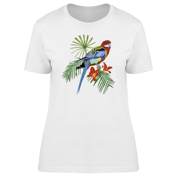 Parrot On Exotic Leaves Tee Women's -Image by Shutterstock