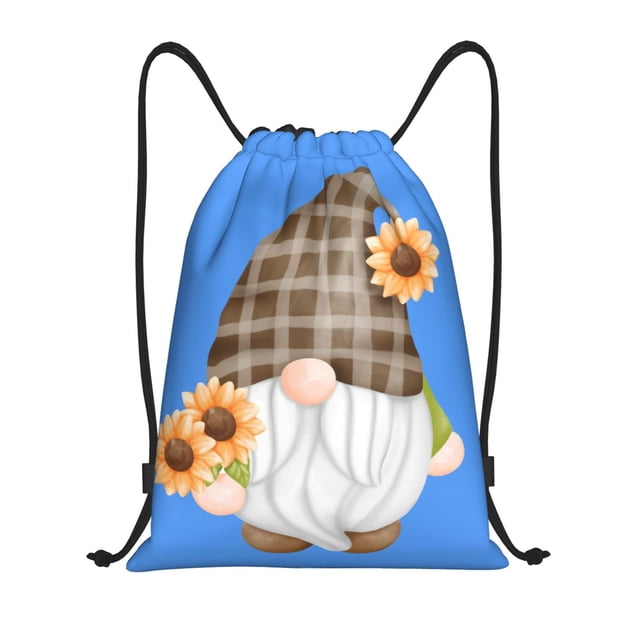Fotbe Sunflower Gnomes 4 Bolsa Mochila con Cordón Estampada, Bolsa de Gimnasio Deportiva, Bolsa Cinch, Bolsa con Cordón para Hombres y Mujeres-Medium