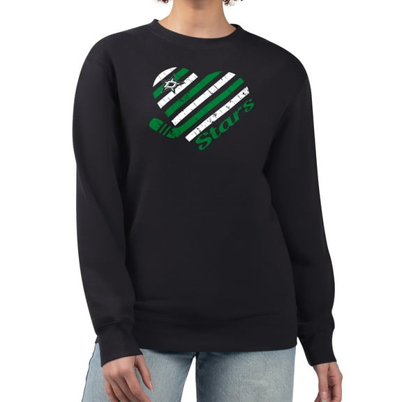 Women's G-III 4Her by Carl Banks  Black Dallas Stars Heart Graphic Pullover Sweatshirt