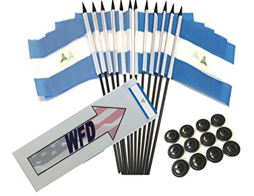 4x6 Black and White Checkered Small Mini Stick Flags BOX of 12 Black and White Checkered 4x6 Miniature Desk & Table Flags With 12 Flag Stands