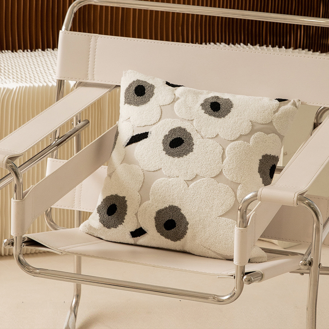 Funda de almohada con flores bordadas ligeras, modelo para habitación, sofá, almohada para mesita de noche, cojín para el hogar, respaldo de coche