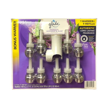 Glade Plugins Scented Oil Tranquil Lavender & Aloe, 9 Refills   1 Warmer