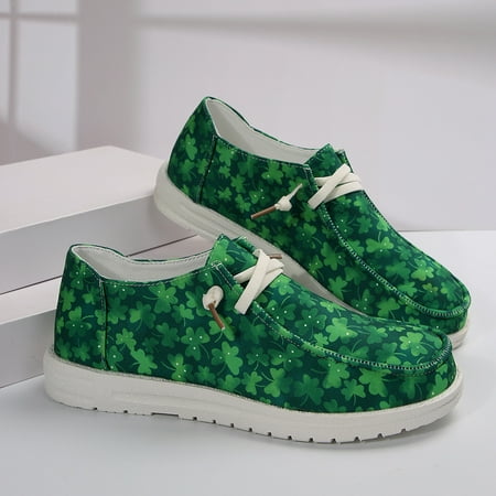 Canvas Sneakers for Women Slip-Ons Flats Ladies Loafers Men Comfort Lace Up Loafers Shoes Foam Flat Shoes Lace-Up Slip On Women Comfortable Print Sneakers