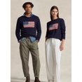 thumbnail image 2 of Suéter de punto Ralph Lauren para hombre y mujer, jersey de punto con cuello redondo y estampado de bandera informal vintage Y2K para primavera y otoño, nuevo, 2 of 5