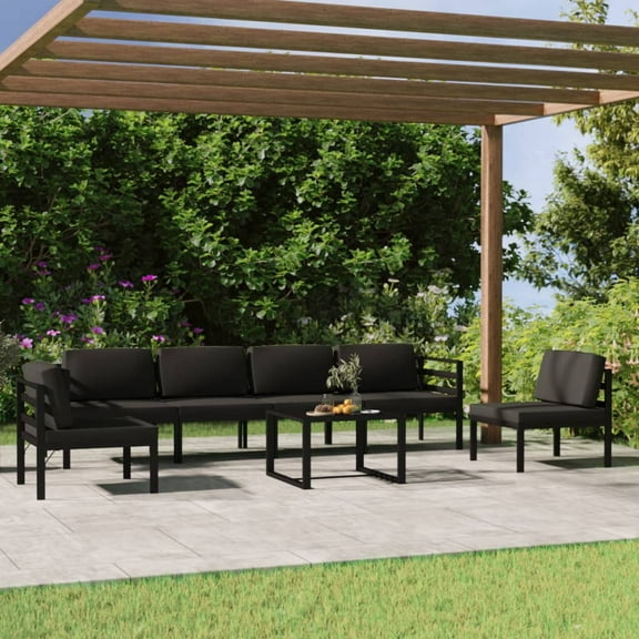 vidaXL 7 Piece Patio Lounge Set with Cushions Aluminum Anthracite