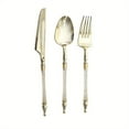 thumbnail image 2 of BalsaCircle 24 Gold Clear Disposable Plastic Cutlery Roman Column Handle Spoon Fork and Knife Set Party Decorations, 2 of 8