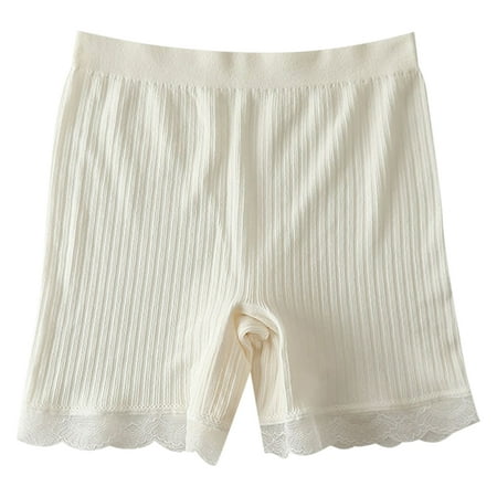 

1Pc High-waist Seamless Underpants Lace Anti-glare Safety Pants Bottoming Insurance Underwear for Woman(White)