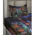 thumbnail image 2 of Ambesonne Xmas Fitted & Top Sheet Set with Sham, Colorful Christmas View Nature, Teal and Red, 2 of 4