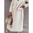 thumbnail image 4 of YONGHS Women Trench Coat Long Sleeve Lapel Winter Overcoat Mid-Long Belted Slim Outerwear Coat White XXL, 4 of 5
