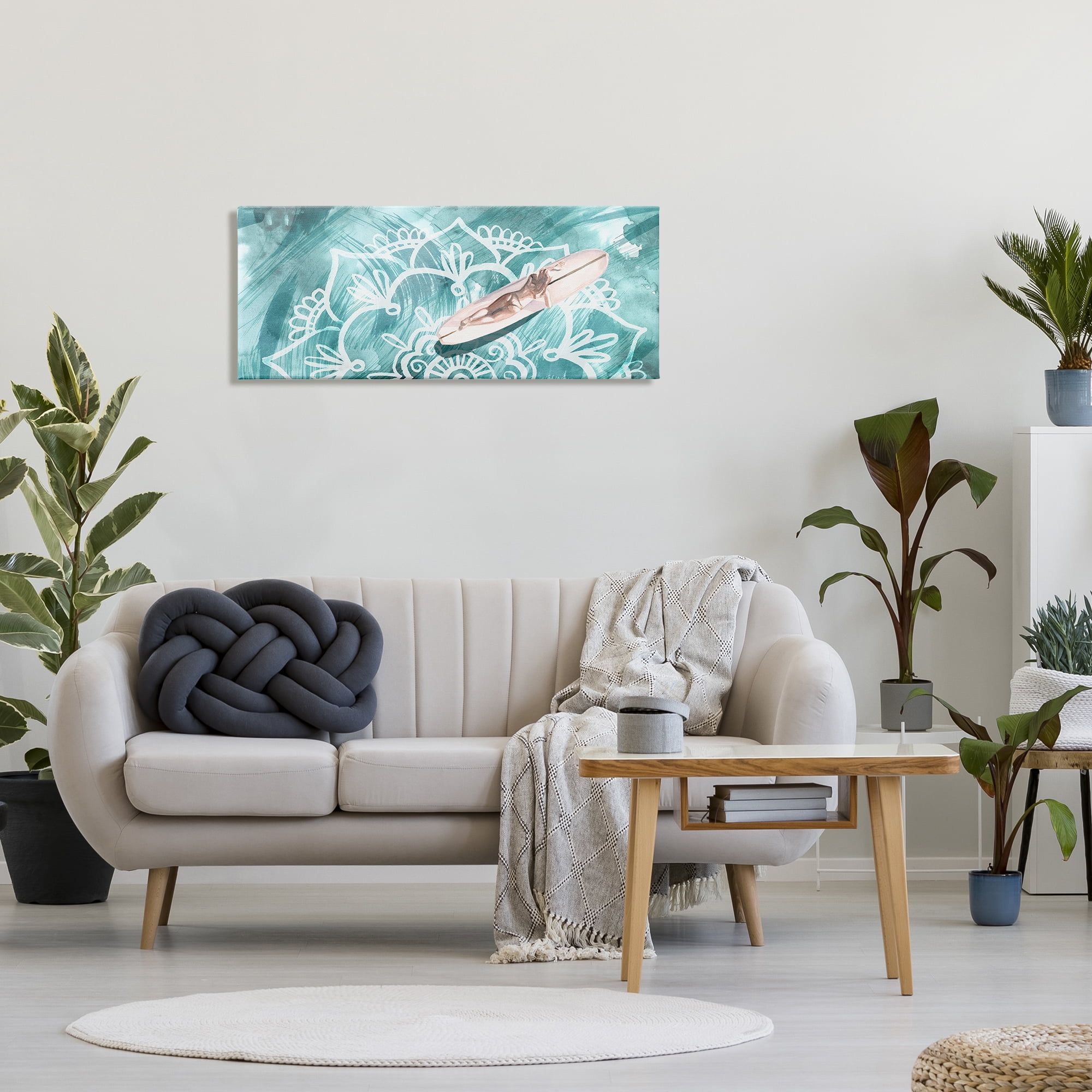 Stupell Industries Female Beach Surfer Abstract Floral Pattern Coast Graphic Art Gallery-Wrapped Canvas Print Wall Art, 17x40, by Jennifer Paxton Parker