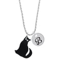 thumbnail image 1 of Delight Jewelry Acrylic Sitting Black Cat with Crystal Eyes Silvertone Script Initial Disc - B - Charm Necklace, 20"+3", 1 of 4