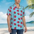thumbnail image 2 of Wukai Strawberries Men's Hawaiian Shirt Short Sleeve Casual Button Down Summer Beach Aloha Shirt Tropical Print Holiday Party, 2 of 8