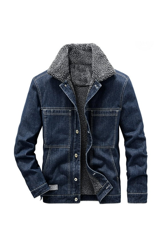 Men's Denim Jacket Stand Collar Long Sleeve Solid Color Comfy The And Thick Denim Cotton Jacket Denim Jacket Overall Jacket Wear