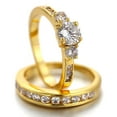 thumbnail image 3 of Silver & Stone Jewels Round Cut Cubic Zirconia Eternity Band Rings, Bridal Rings Set 14K Yellow Gold Finish Silver, 3 of 6