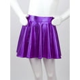 thumbnail image 4 of Zaldita Kids Girls Shiny Metallic Flared Mini Skater Skirt High Waist A-Line Pleated Skirt Purple 8, 4 of 7