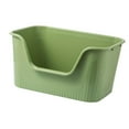 thumbnail image 1 of Bandeja de arena para mascotas con parte abierta, cuenco para arena para gatos, antisalpicaduras, caja de arena para gatos, orinal portátil Verde, 1 of 10