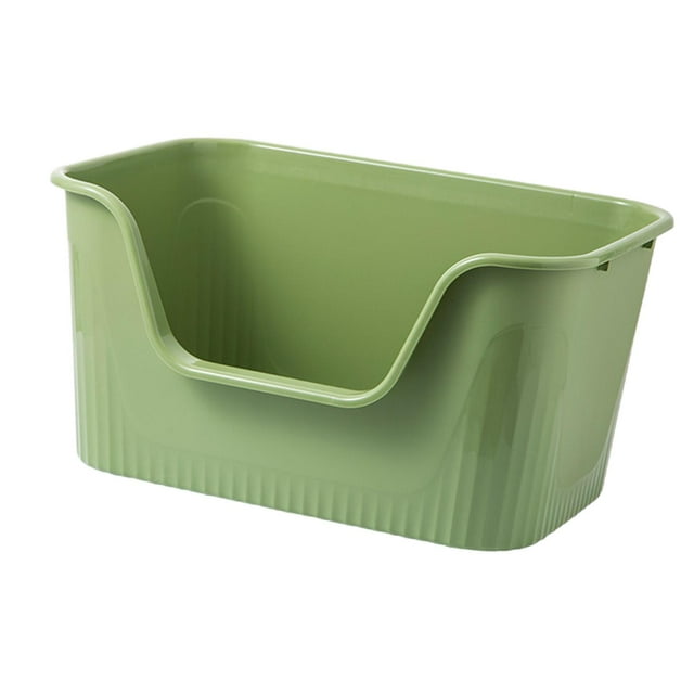 Bandeja de arena para mascotas con parte abierta, cuenco para arena para gatos, antisalpicaduras, caja de arena para gatos, orinal portátil Verde