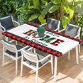 thumbnail image 2 of Christmas Table Cloths for 6 Foot Rectangle Tables, Winter Poinsettia Snowflakes Red Black Plaid Patio Waterproof Elastic Fitted Tablecloths, Washable Rectangular Table Cover for Camping, 2 of 8