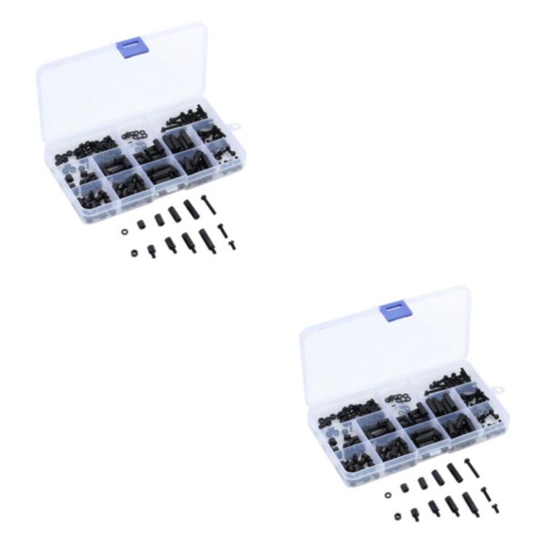 Kit surtido de tornillos de nylon Moyic 260 piezas con caja de almacenamiento negro 2Conjunto