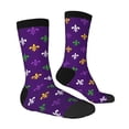 thumbnail image 4 of Yiaed Purple Mardi Gras Print Great elasticity Crew Socks Sports socks for Men and Women, 4 of 5