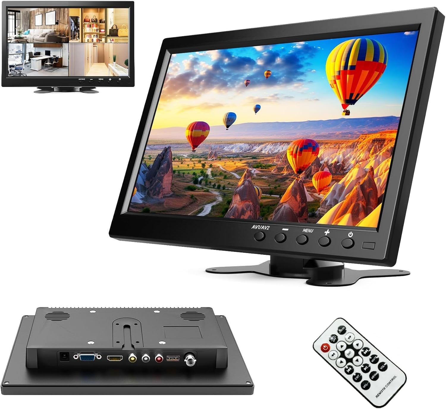 Podofo 10.1β HD Monitor for Mini TV & Car Video Player & Computer Display TFT LCD Color Screen Built in Speaker