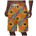 thumbnail image 2 of Conairie Men Swim Trunks Graphic Print Stretch Quick Dry Liner Swim Shorts Beach Lightweight Swimsuit Bottom With Drawstring Orange M, 2 of 5