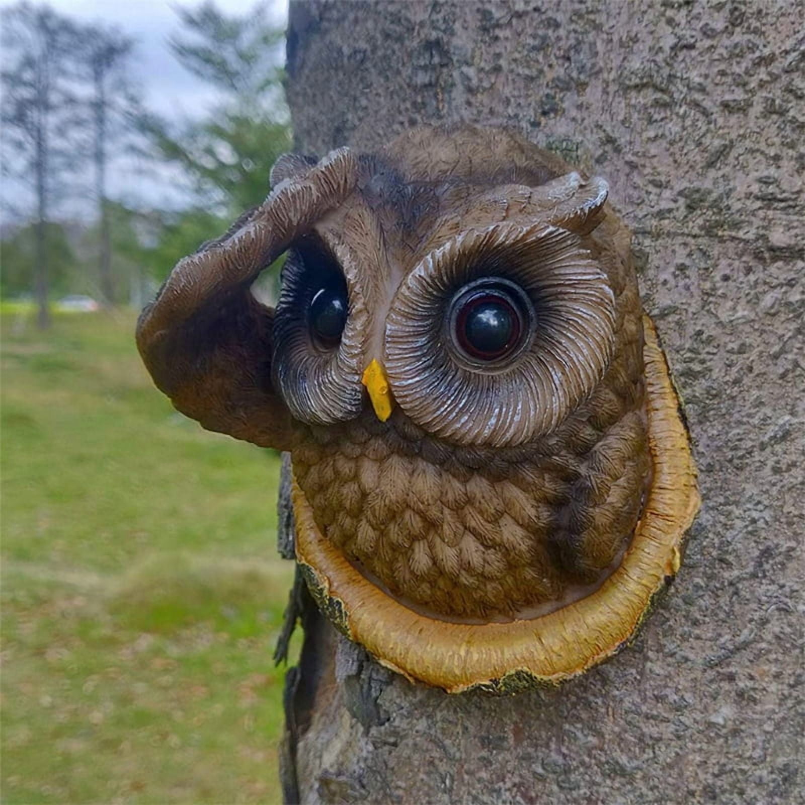 Owl Tree Hugger Statues Garden Peeker Yard Art Decoration Easter Outdoor Sculpture Ornaments