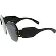 thumbnail image 3 of Oversize Semi Rimless Square Sunglasses Wide Arms Metal Rivets 60mm (Black Black / Smoke), 3 of 4