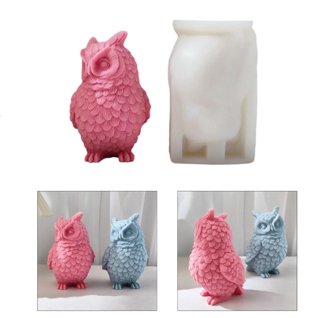 Osdhezcn Standing Owl Silicone Molds Epoxy Resin Mold Candle Mold for Making Craft