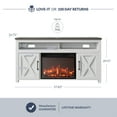 thumbnail image 2 of BELLEZE 58" TV Stand with 23" Electric Fireplace, Barn Door TV Stand for TVs up to 60", Wood Entertainment Center with Open Shelves and Cabinets - Corin (White), 2 of 7