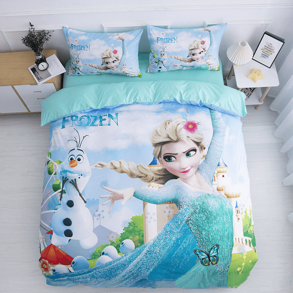 EA-SDN Anna And Elsa Princess Bedding Set, Frozen Duvet Cover - Frozen Kids And Girls, 3-Piece Bedding Set With Pillowcases-cihalo
