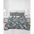 thumbnail image 3 of Purple Green Flowers Twin Size Down Alternative Comforter, Lightweight Comforter Quilt Bedding Set with Pillow Shams Watercolor Pastoral Botanical All Seasons Bed Comforter Duvet Insert 68"x86", 3 of 7