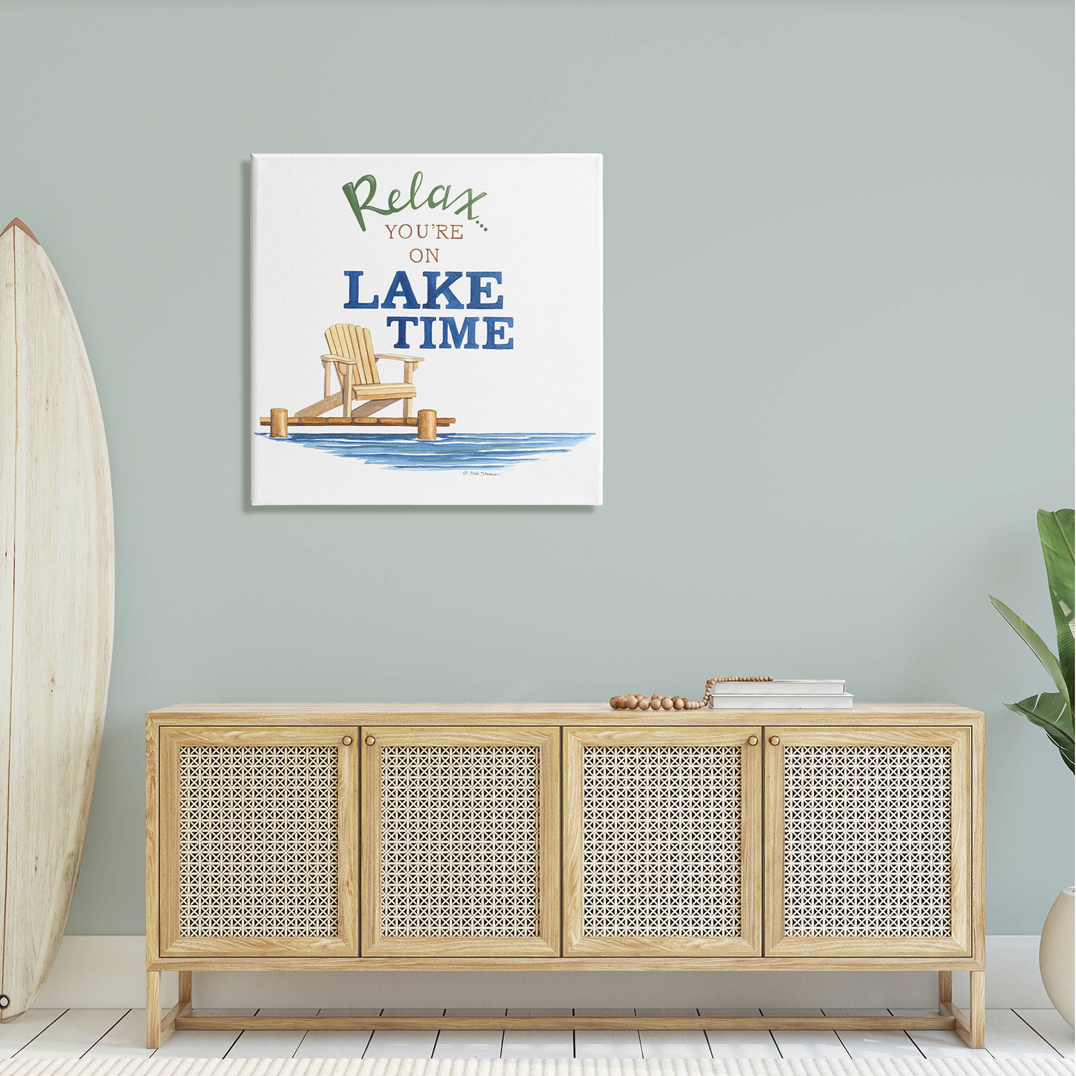 Relax You're On Lake Time Phrase Inspirational Graphic Art Gallery Wrapped Canvas Print Wall Art