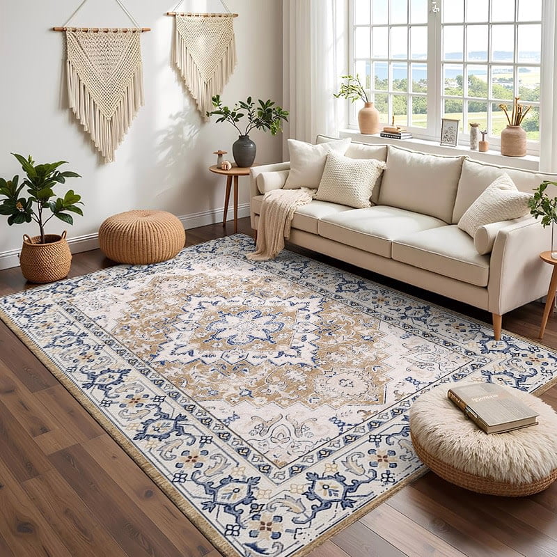 TECHVIDA 5x7 Area Rugs for Living Room Rugs, Modern Abstract Machine Washable Vintage Rugs,Non Slip Carpet,Modern Carpet for Bedroom Dining Room Farmhouse Home