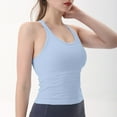 thumbnail image 3 of Ribbed Workout Short Racerback Tank Tops For Women With Built In Bra Athletic High Neck Tops for Women Running T Shirt Women Band Tops for Women Top Women Crop Beaded Tops for Women Tennis Top Women, 3 of 5