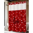 thumbnail image 4 of Valentines No Hook Shower Curtain Waterproof, Bathroom Curtains with Snap in Liners and See Through Top Window, Black White Love Heart Red Hotel Style Bathtub Curtains Shower 72"Wx96"L, 4 of 8