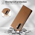 thumbnail image 5 of Dierfeng Leather For Samsung Galaxy A37 5G Wallet Case with RFID Blocking, Wallet for Women Men Card Holder Magnetic Clasp Kickstand Folio Case,Brown,For Galaxy A37 (5G), 5 of 8