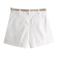 thumbnail image 7 of Womens Fashion Dressy Shorts Belted High Waisted Shorts Loose Casual Work with Pockets White XS, 7 of 7