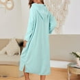 thumbnail image 2 of Hifoo Solid Color Sleepwear Zipper Robes For Women Ribbed Knit Bathrobe Lightweight Full Length Casual O-Neck Loungewear With Pockets S 3XL Fashionable Homewear, 2 of 5