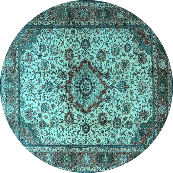 Ahgly Company Indoor Round Persian Light Blue Traditional Area Rugs, 8' Round