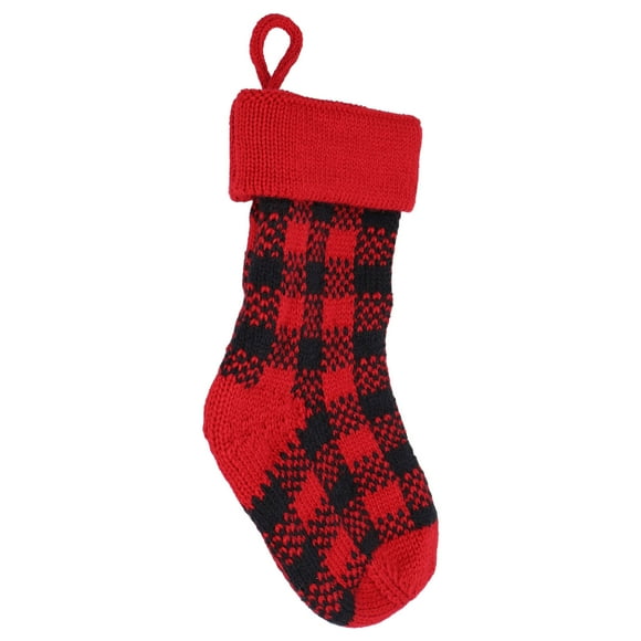Christmas Pendant, Well Crafted Grid Pattern Widely Acrylic Fibers Hanging Stocking for Restaurants for Bedrooms for Homes Red + Black,Black + White,Black + Green