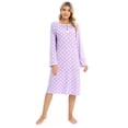 thumbnail image 4 of Valcatch Women's Pajamas Long Sleeve Soft Nightdress Polka Dot Printed Home Wear(Purple, S), 4 of 7