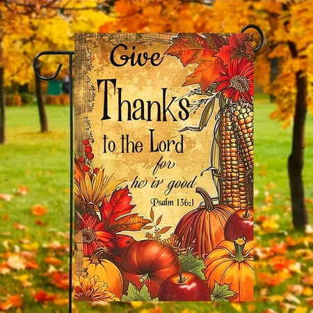 11.8 x 17.7 Inch Autumn Harvest Jesus Design Thanksgiving Halloween Garden Flag, 2D Pattern