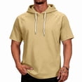 thumbnail image 3 of Men’s Lightweight Hooded T-Shirt, Breathable Short Sleeve Pullover for Workout & Daily Wear Khaki XXXL, 3 of 8