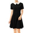 thumbnail image 1 of Dde San Patricio Casual PaMujer, Cuello Peter Pan, Mangas Cortas, Vestido De Punto Acampanado Por EnciDe RodilNegro S, 1 of 7