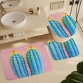 thumbnail image 6 of Shower Curtain 4 Piece Set Colorful Blue Succulent Bath Mat U-Shaped Floor Mat Toilet Lid Oval Rug Blue Botanical Watercolor 12 Hooks for Bathtub Decor 72inch X 72inch, 6 of 8
