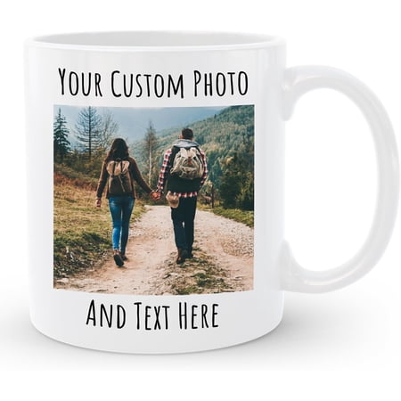 Personalized Coffee Mug - Add Your Custom Text, Picture or Logo on Coffee Mugs - Customized Ceramic Coffee Mug Photo Gift (White, 11 Oz) (White, 11 Oz)