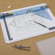 Acurit Technical Drawing Board - Portable Drafting Table with Multi-Tool Kit, Break-Resistant Plastic, Straight-Edge Lock Mechanism, Transparent Ruler, Protractor, Clamping Rail - 14.5x19.75