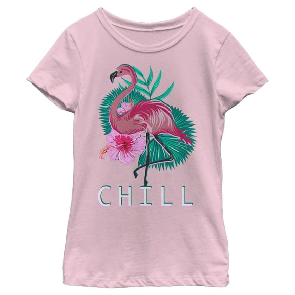 Girl's Lost Gods Flamingo Tropical Chill Graphic Tee Light Pink Medium